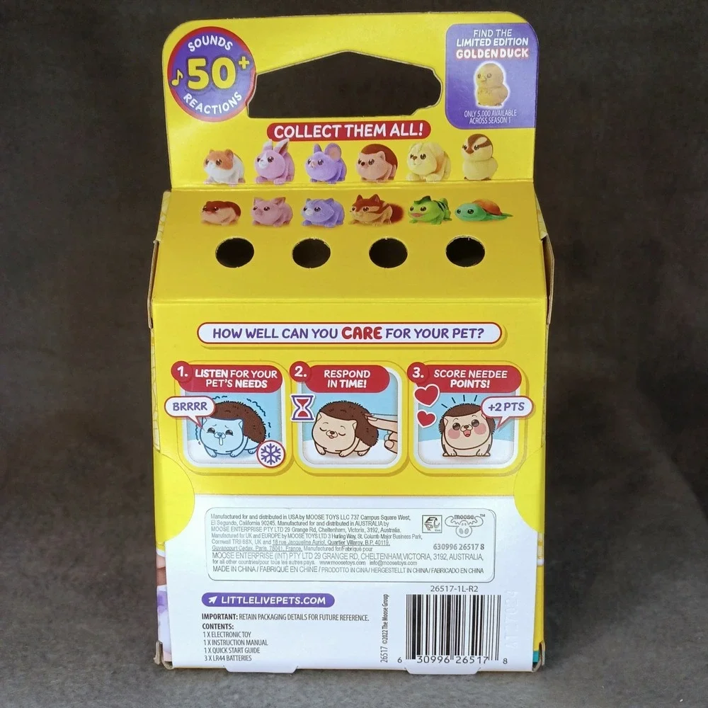 Little Live Pets Sandee Turtle Toy NeeDees Pocket Size‎ Pet 50 Sounds Reactions